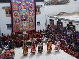 Mustang Lo Manthang Tiji Festival Day 2 01-0 Day 2 of the Tiji Festival in Lo Manthang was very entertaining; the pace was good with 46 dances jammed into 4:30. The small square was especially packed for the second day of the Tiji Festival with many people arriving from the outlying villages.